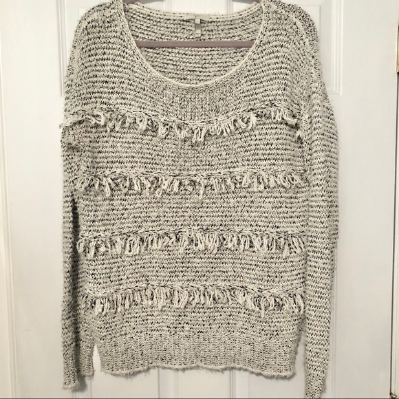 JOIE Camille Grey Fringe Cotton Blend Knit Sweater Small - Picture 2 of 8